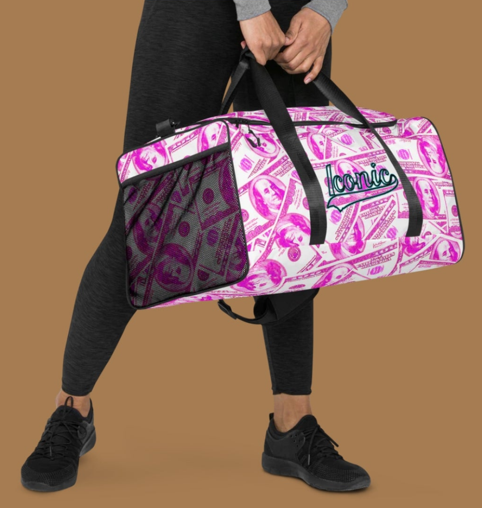 Pink Cocomoney Iconic Duffel Bag Pink Money Design Stylish 22W×11.5L×11.5H