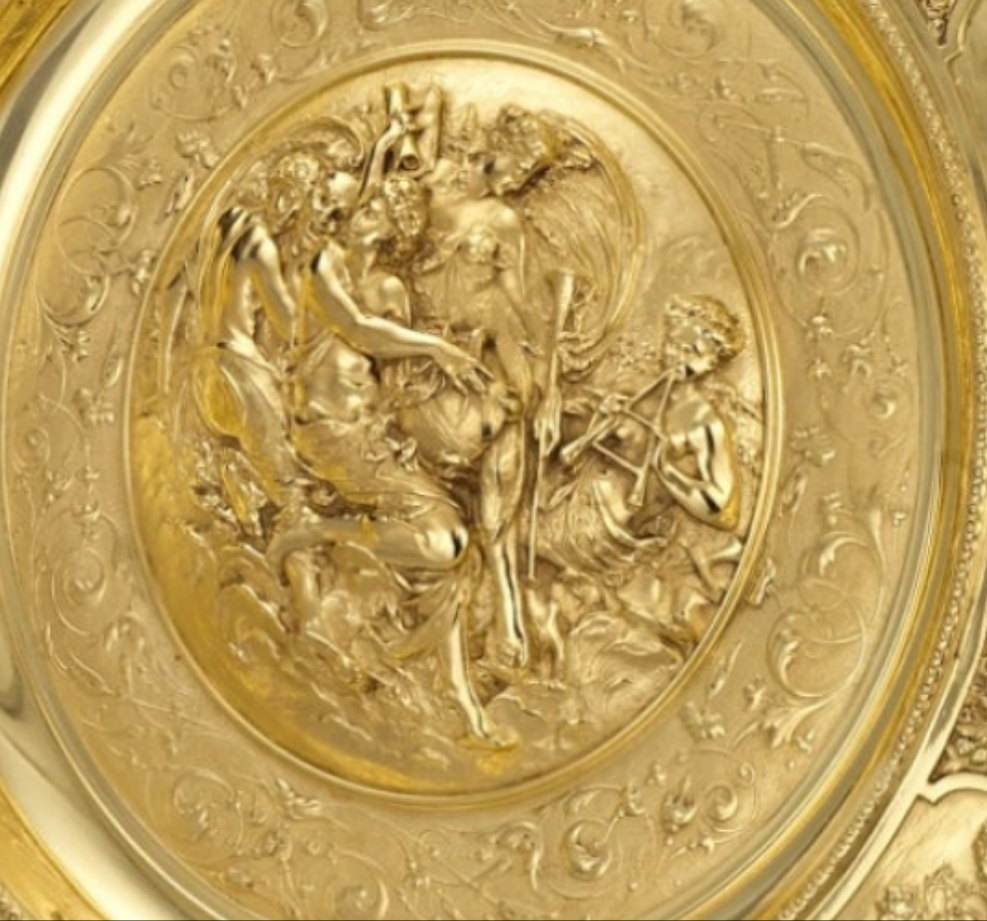 Rothschild "Poetry" Sterling Silver Gilt Salver by Elkington & Co.