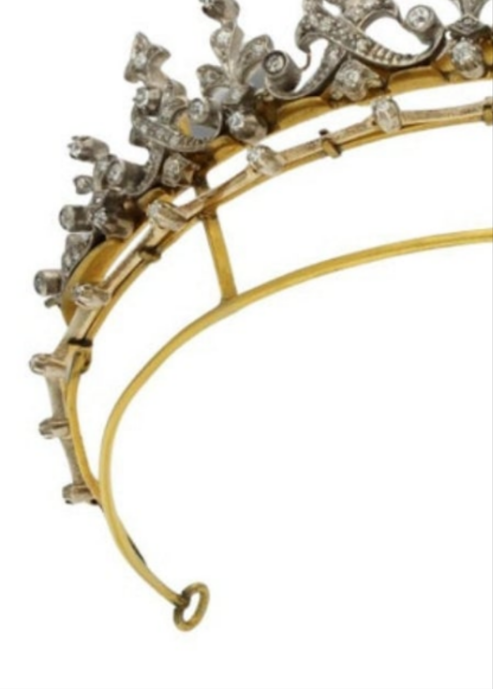 18k Gold Victorian Diamond Fringe Tiara Convertible To A Necklace Circa 1880s silver on gold Old brilliant and single cut diamonds estimated to weigh a combined total of approximately 2.5cts