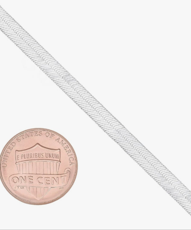 4.5mm Solid .925 Sterling Silver Flat Herringbone Chain Necklace