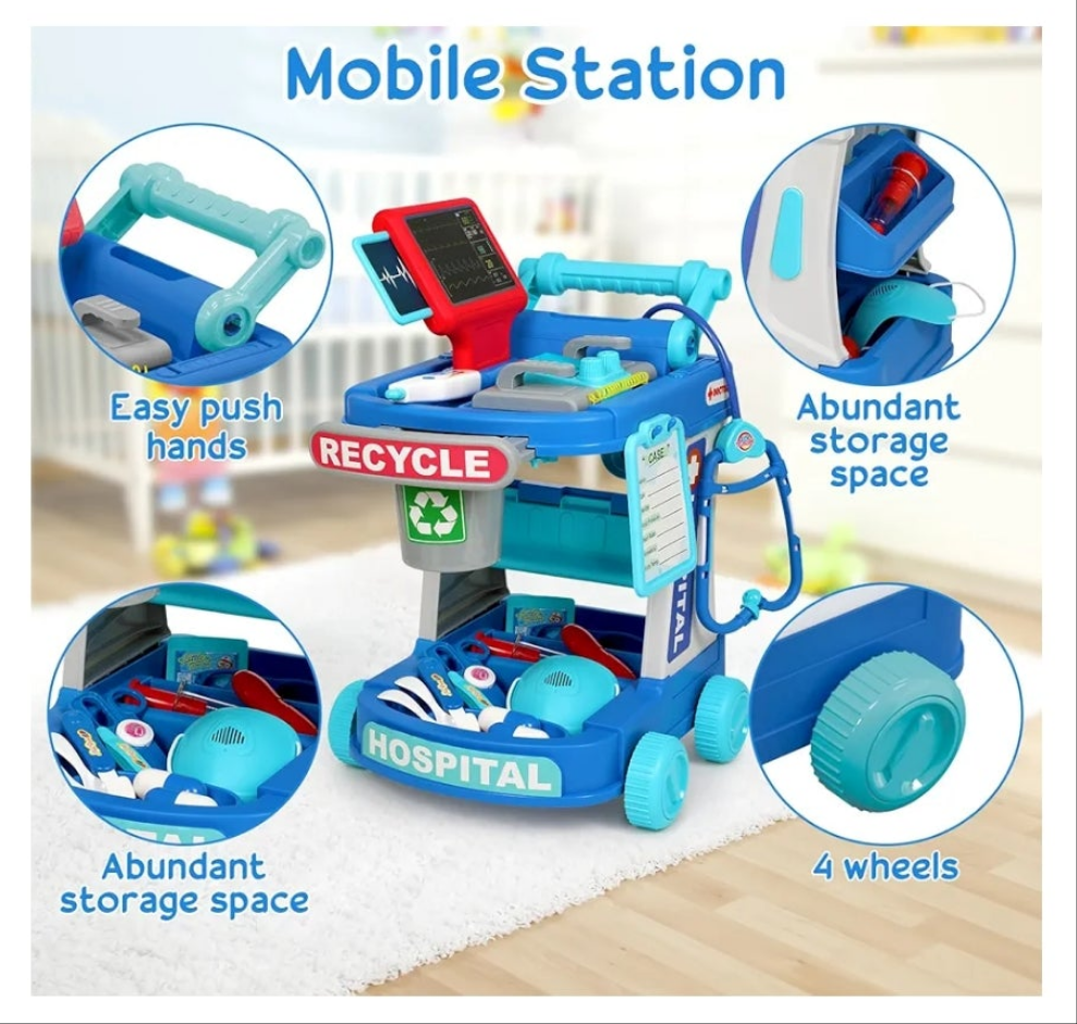 Doctor Kit for kids 3+ Medical Kit Toy Doctor Cart Stethoscope and Other Accessories Boy and Girl Fun Role Playing Game Toy Kids Pretend Play Girls Toys for 3+ There's 4 sets to choose from. Choose your set below.