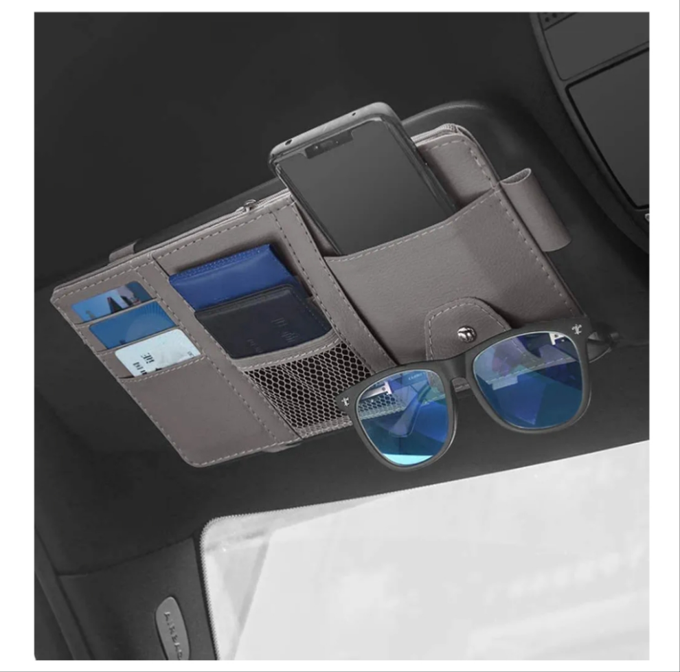 Car Sun Visor Organizer - Auto Interior Accessories with Pocket Organizers, Registration & Document Holder, Storage Pouch,