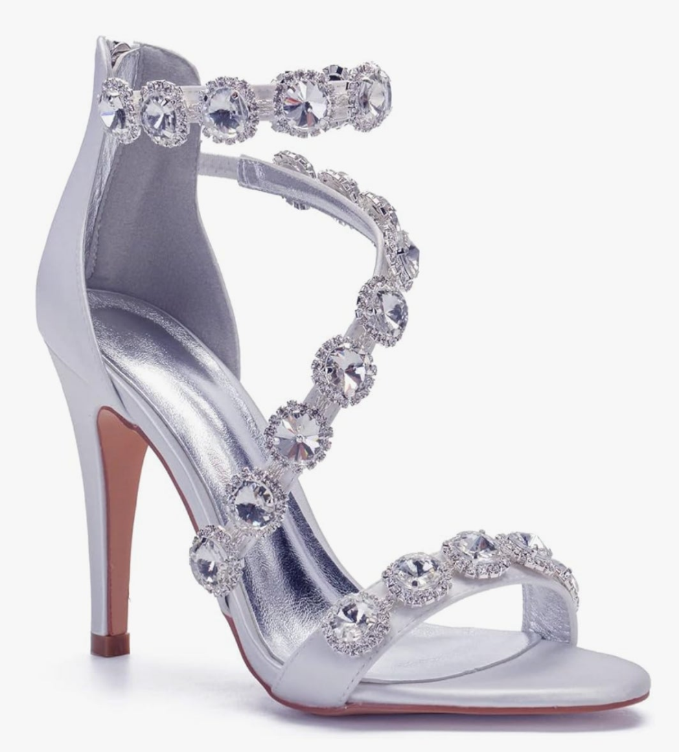 Ankle Strap High Heel Pumps Crystal Formal Evening Prom Party Dress Shoes stunning