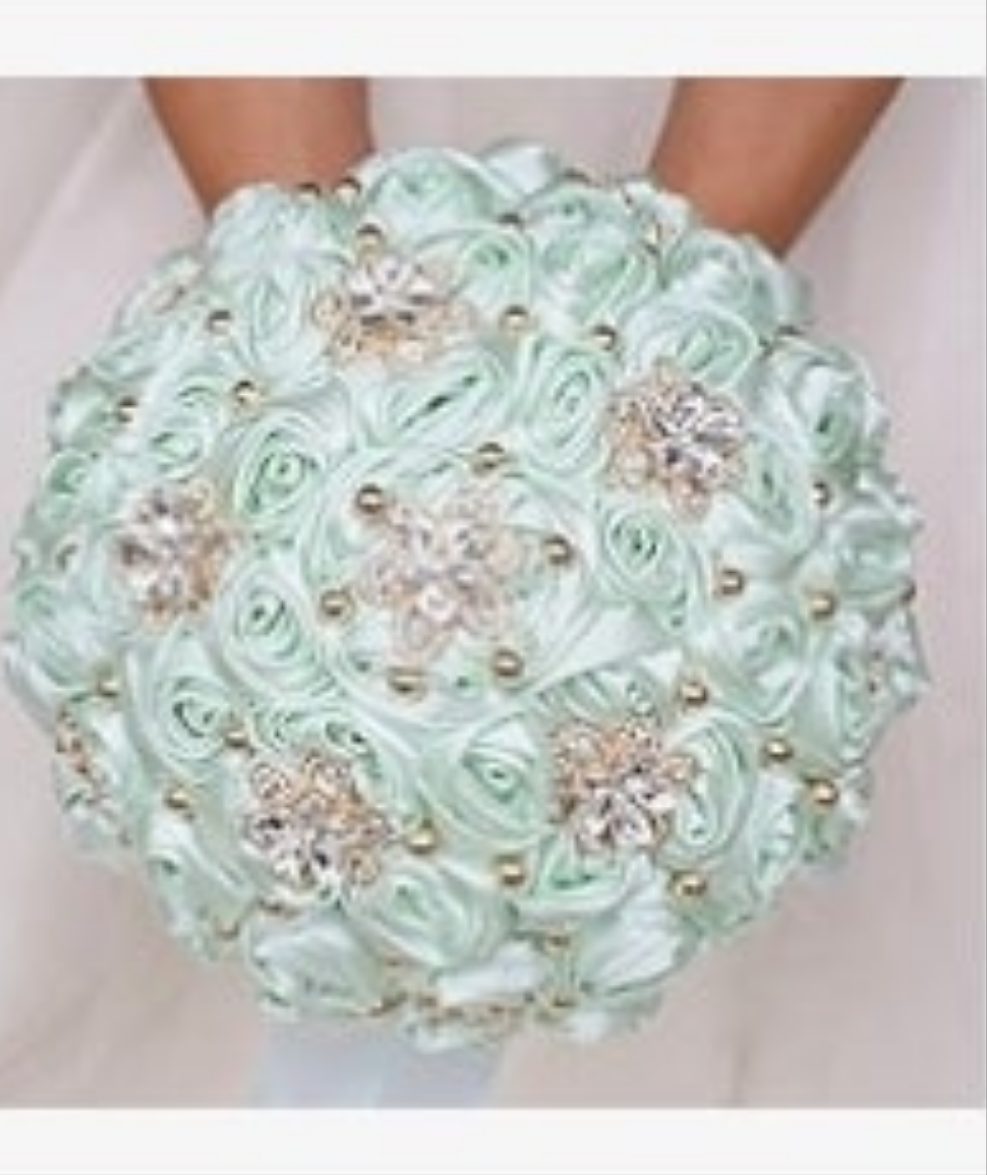 Handmade Rhinestone Bridal Bouquet,Crystal Wedding Round Tossing Bouquet,Artificial Flower Bunch for Bride Bridesmaid