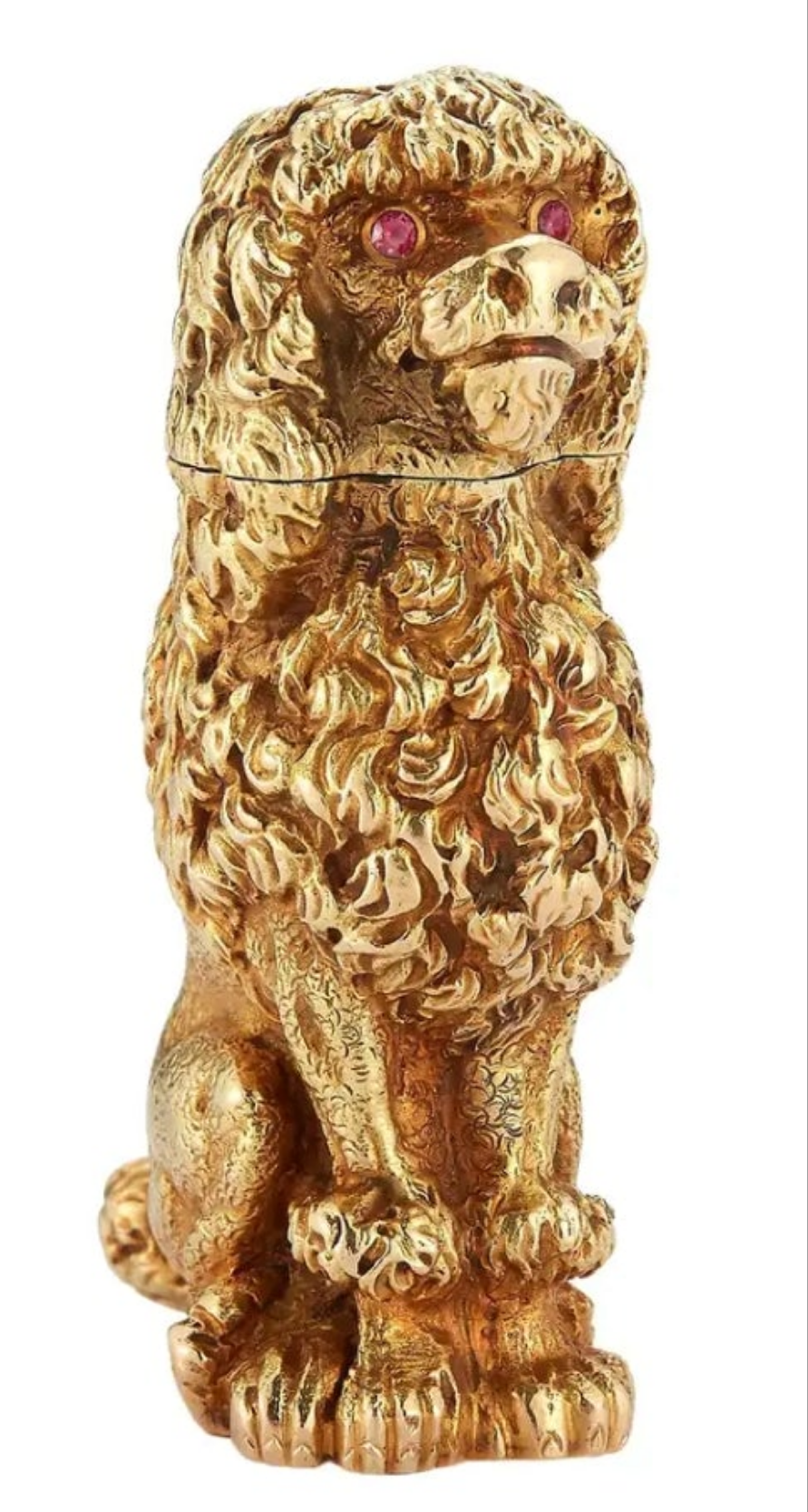 14k Gold Ruby Schlumberger Gold Poodle Lighter circa 1950s