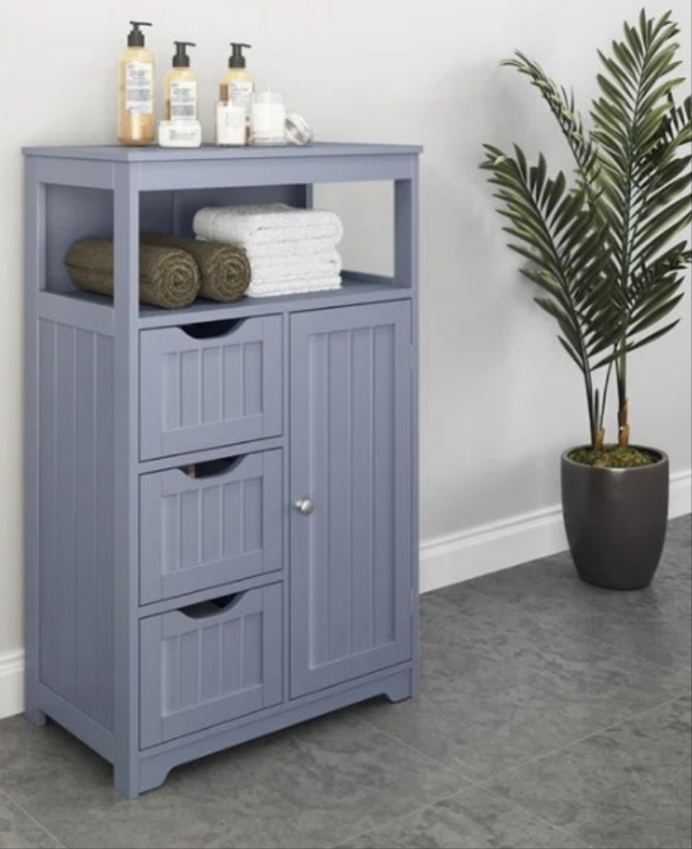 Bathroom Floor Storage Cabinet, Bathroom Storage Unit, Freestanding Cabinet With 4 Doors
