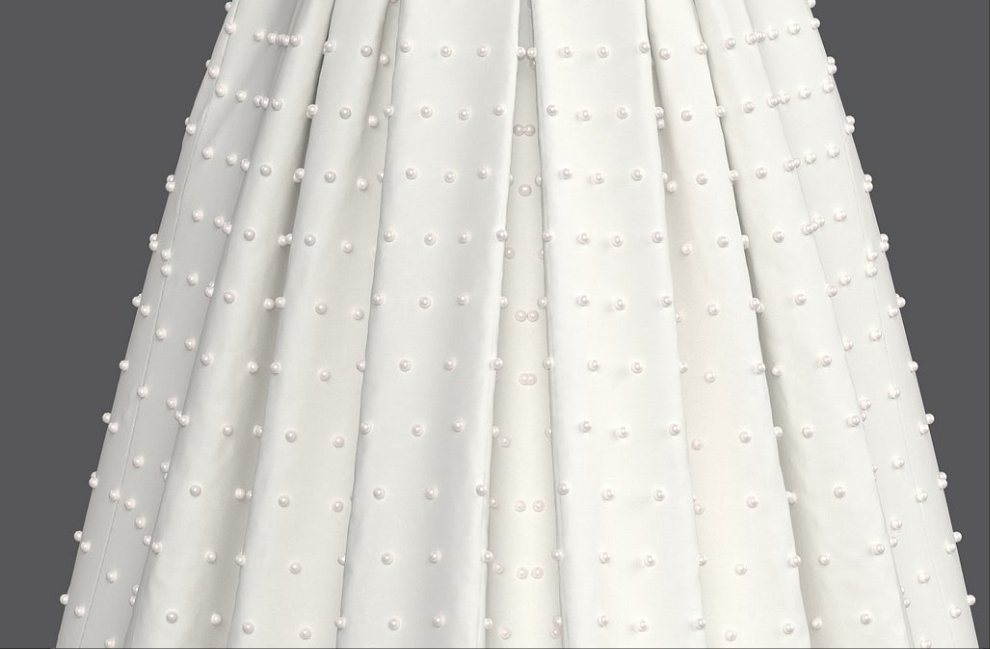 Wedding Strapless Bubble Beaded Tunic Midi Dress-White