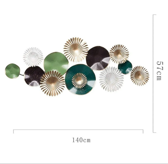 Metal 3D Lotus Leaf Shape, Multi-Layer Paint, Handcrafted, Wrought Iron Decoration Hotel Porch Restaurant Wall Decoration, Art Home Decor Wall