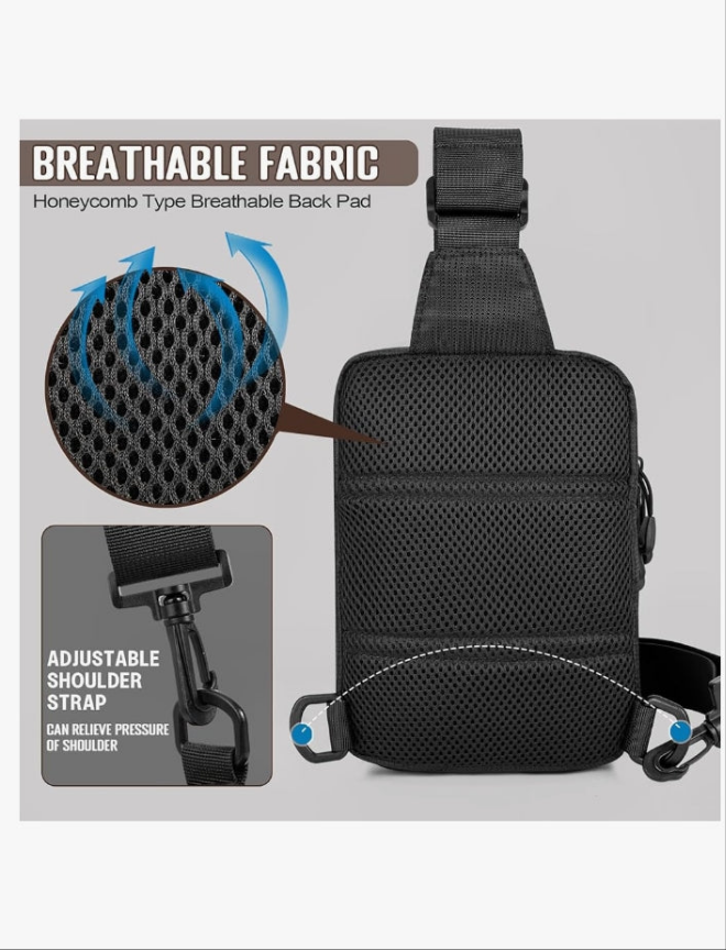 Small Sling Bag for Men, Tactical Inspired Waterproof Utility EDC Mini Crossbody Chest Bag for Travel Work Sport