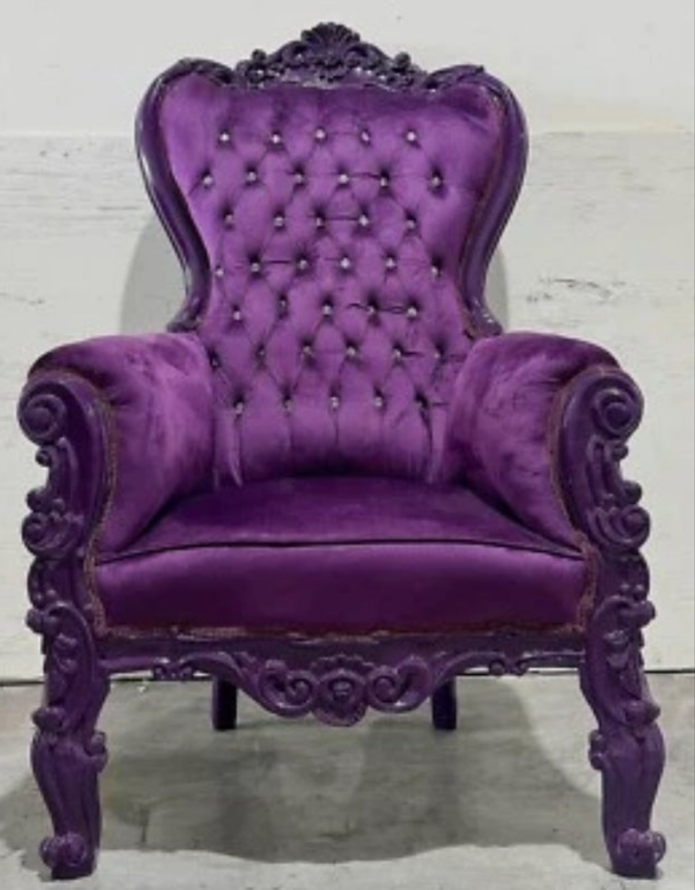 French Style Throne Chair Midsize Tufted Chair in velvet or leather depending on the chair you choose.