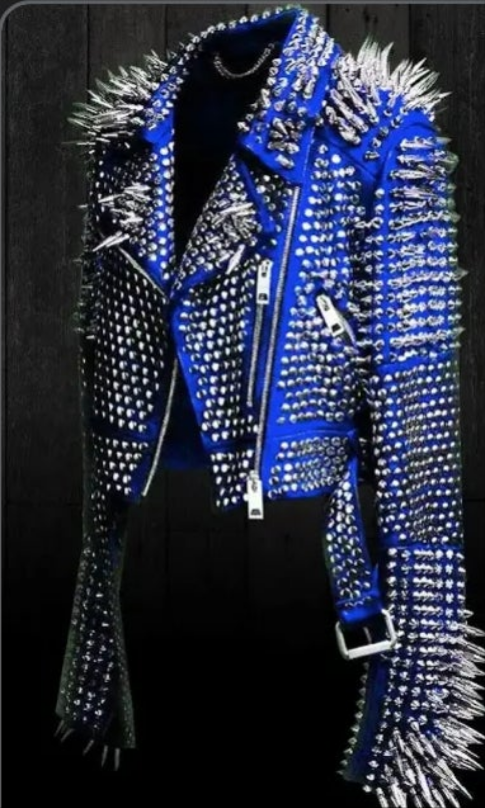 COCOMONEY Unisex Punk Rock jacket Spiked Studded Motorcycle Leather Jacket