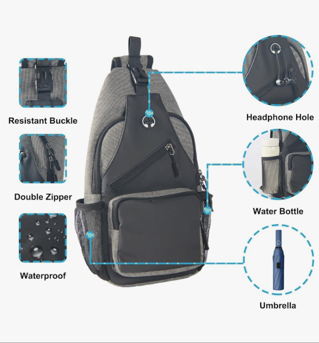 Multipurpose Cross body Shoulder Bag for Men and Women Chest Bag Travel Hiking Daypack