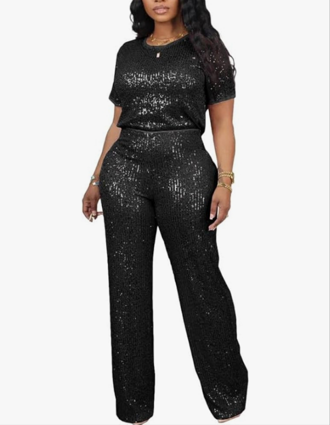 COCOMONEY Two-Piece Sequin-Embellished set