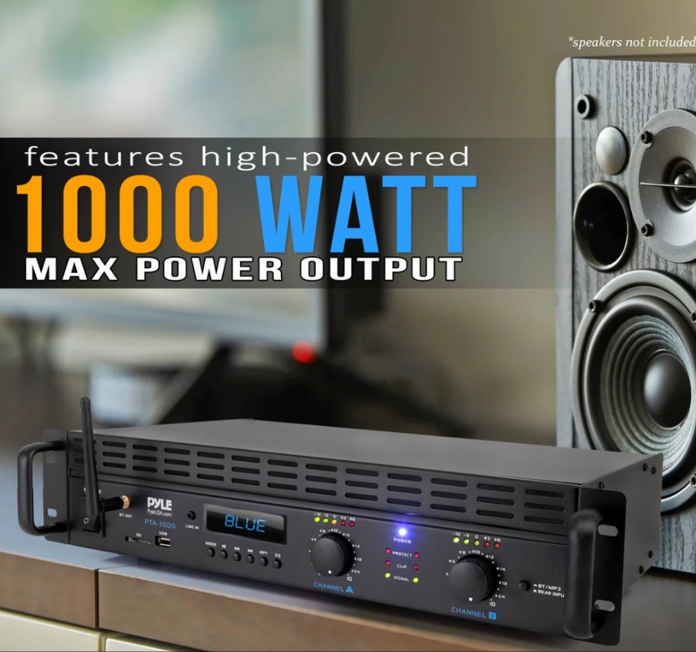 2-Channel Bluetooth Power Amplifier - 2000W Bridgeable Rack Mount Pro Audio Sound Wireless Home Stereo Receiver W/Trs Xlr Input,Lcd, Bridge Mode, Cooling Fan - Entertainment Speaker System