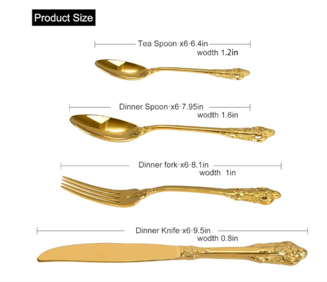 24-Piece Gold Flatware Silverware Set,18/10 Heavy Duty Stainless Steel Flatware Service for 6,Cutlery Include Knife/Fork/Spoon/Coffee Spoon,Mirror Polished, Dishwasher Safety