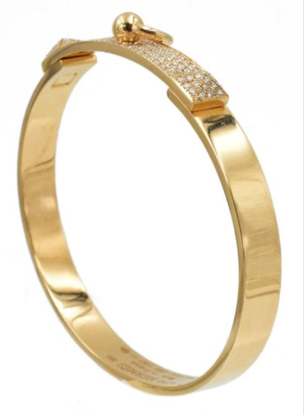 18k Gold Hermes 'Collier de Chein' Bracelet 130 diamonds 1.11 carats set in 18k rose gold.