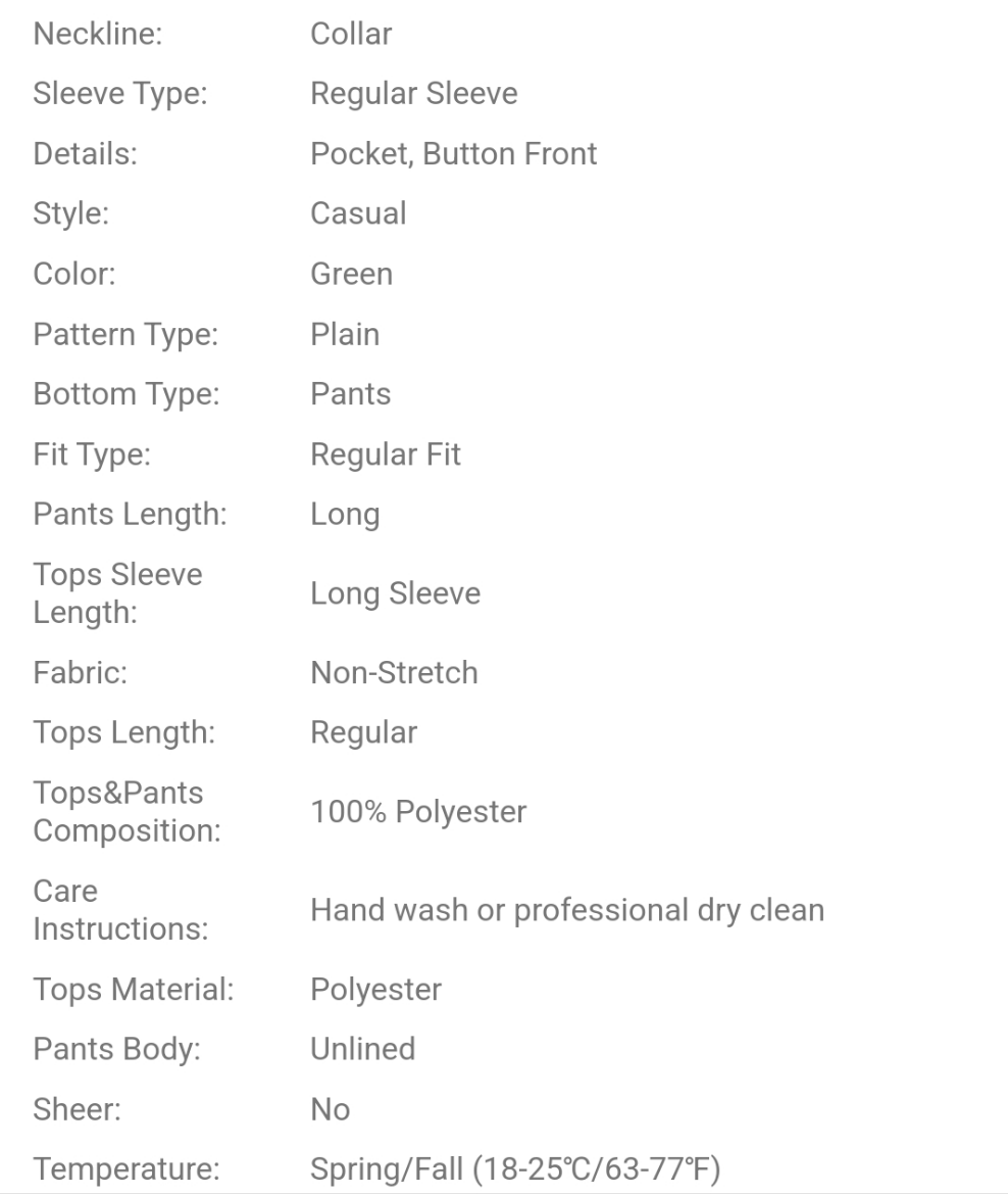 Men's Solid Color Front Button Closure Long Sleeve Pocket Casual Top And Pants Set,Men Two Piece Outfits ,Men Tracksuit COCOMONEY