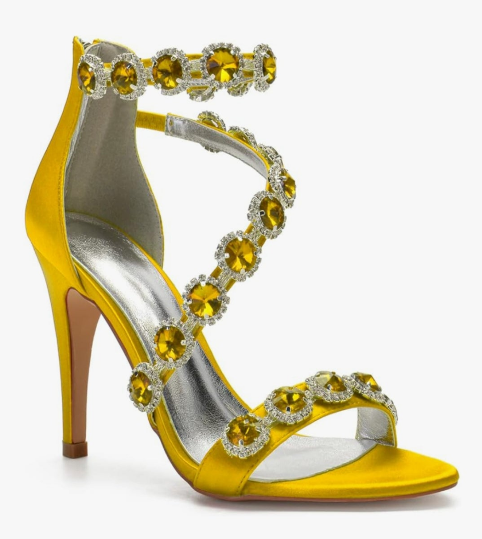Ankle Strap High Heel Pumps Crystal Formal Evening Prom Party Dress Shoes stunning