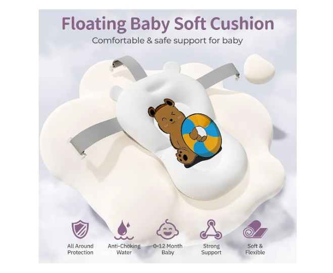 Baby Bathtub for Newborn to Toddler,Collapsible Baby Bath Tub with Thermometer & Soft Cushion,Foldable Baby Tub for Infants 0-24 Months,Grey