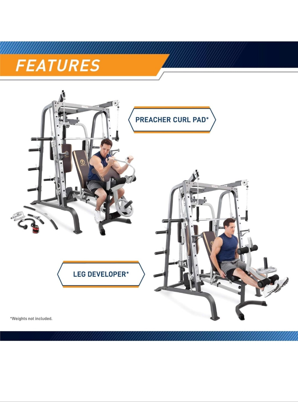 Workout Machine Full Body StrengthTraining Home Gym Equipment System with Leg Developer, Press Bar, PEC Deck, and Squat Rack