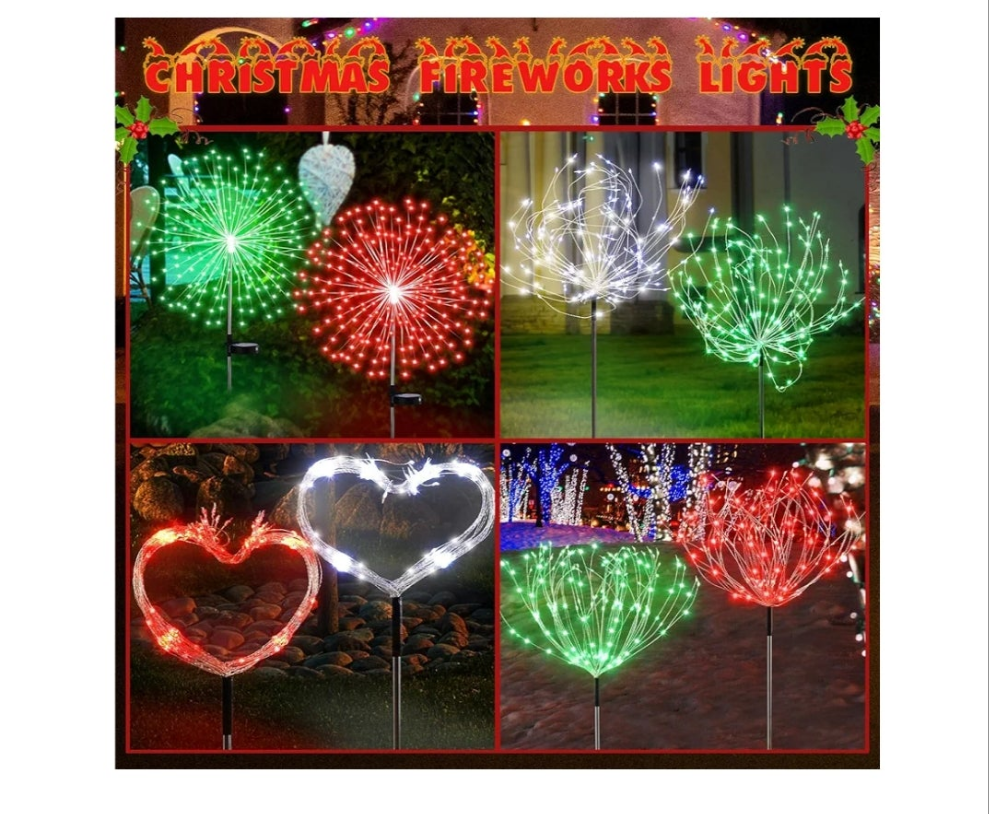 6 Pack pink Solar Firework Lights 180 LED 8 Lighting Modes Waterproof Outdoor Decorative Solar Lights for Easter Wedding Birthday Garden Patio Yard Pathway Walkway Lawn Decor