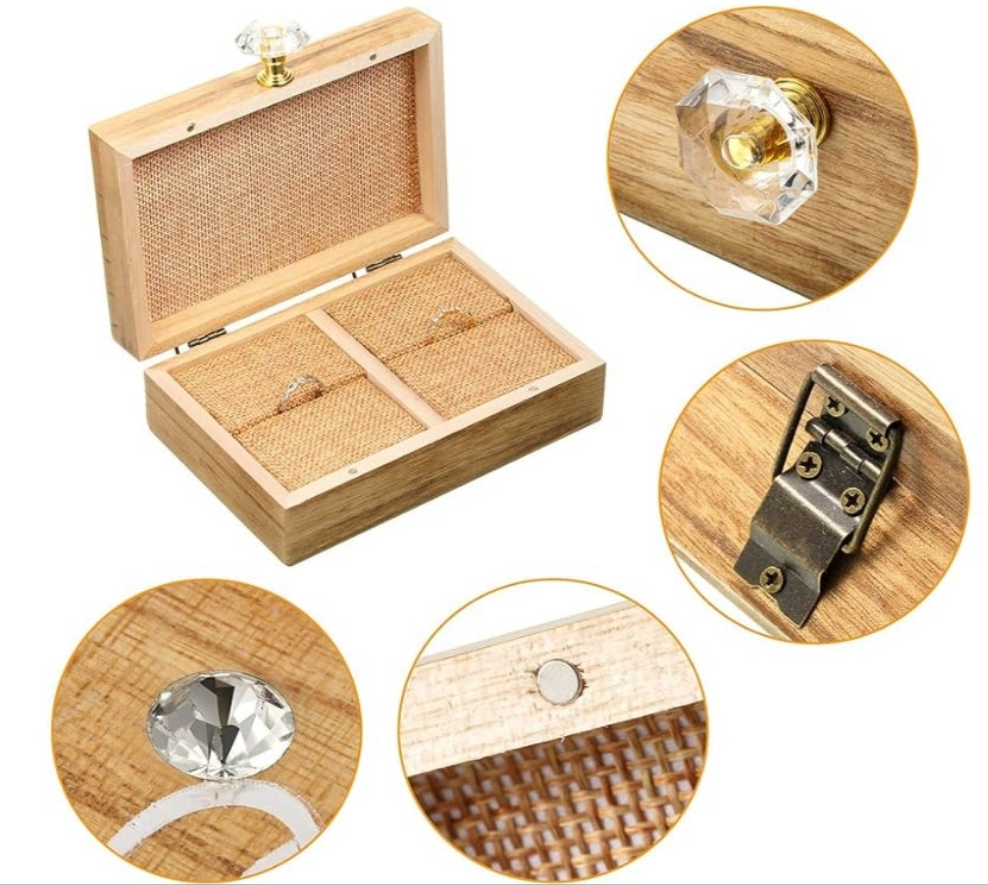 Wedding Ring Bearer Box and Then Two Become One Mr. and Mrs. Diamond Ring Box Holder Elegant Wedding Gift, 5W x 6D x 2H(