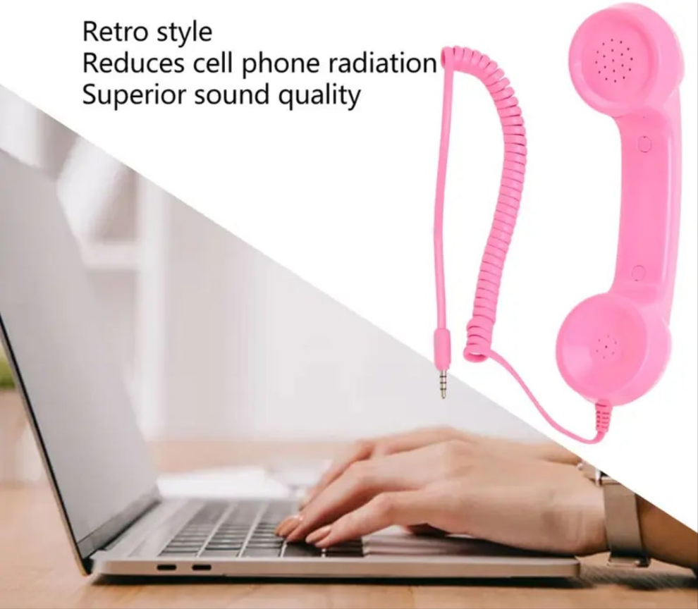Vintage-Style 3.5mm Handheld Phone Receiver - Anti-Radiation, Noise Reduction, USB Powered - Perfect for Sports Fans & Gifts