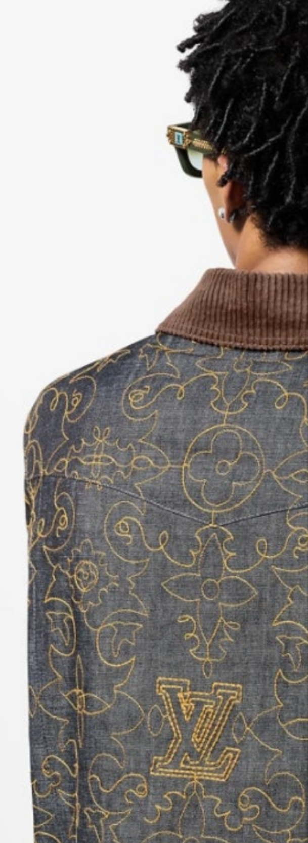 Louis Vuitton Embroidered Denim Jacket and Embroidered Denim Pants 2 piece outfit