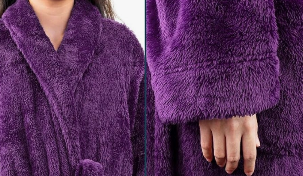 Plush Soft Robe Fluffy, Warm, Fleece Shaggy Bathrobe Cocomoney