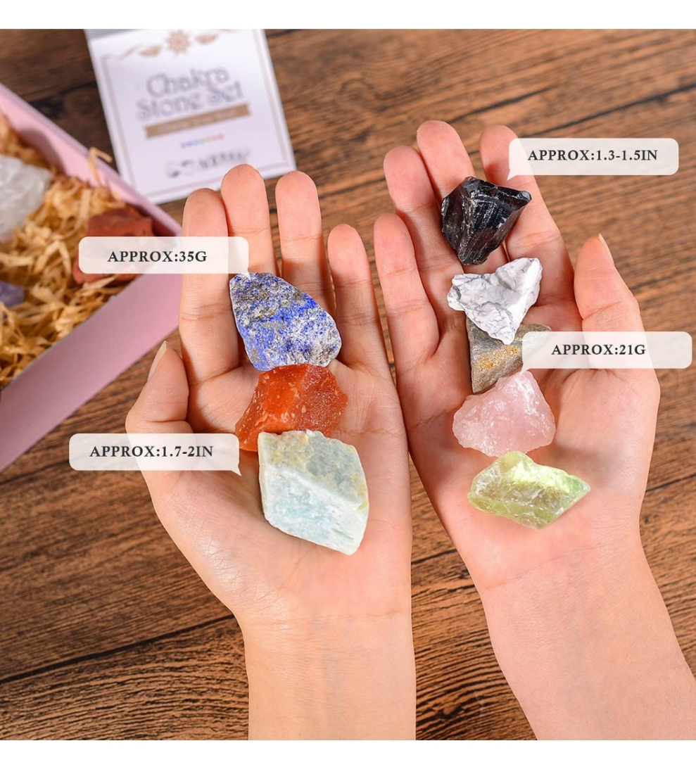 17Pcs Crystals and Healing Stones, 14Pcs Real Raw Chakra Stones Set, Selenite Charging Plate, Amethyst Necklace, Rose Quartz, Mothers Day Gifts, Gift Box, Guide for Beginners, Collection, Meditation, Yoga