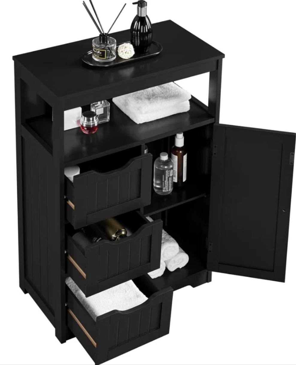 Bathroom Floor Storage Cabinet, Bathroom Storage Unit, Freestanding Cabinet With 4 Doors