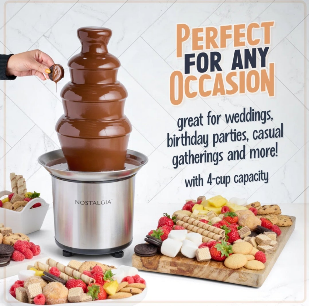Electric Chocolate Fondue Fountain, 32-Ounce, 4 Tier Set
