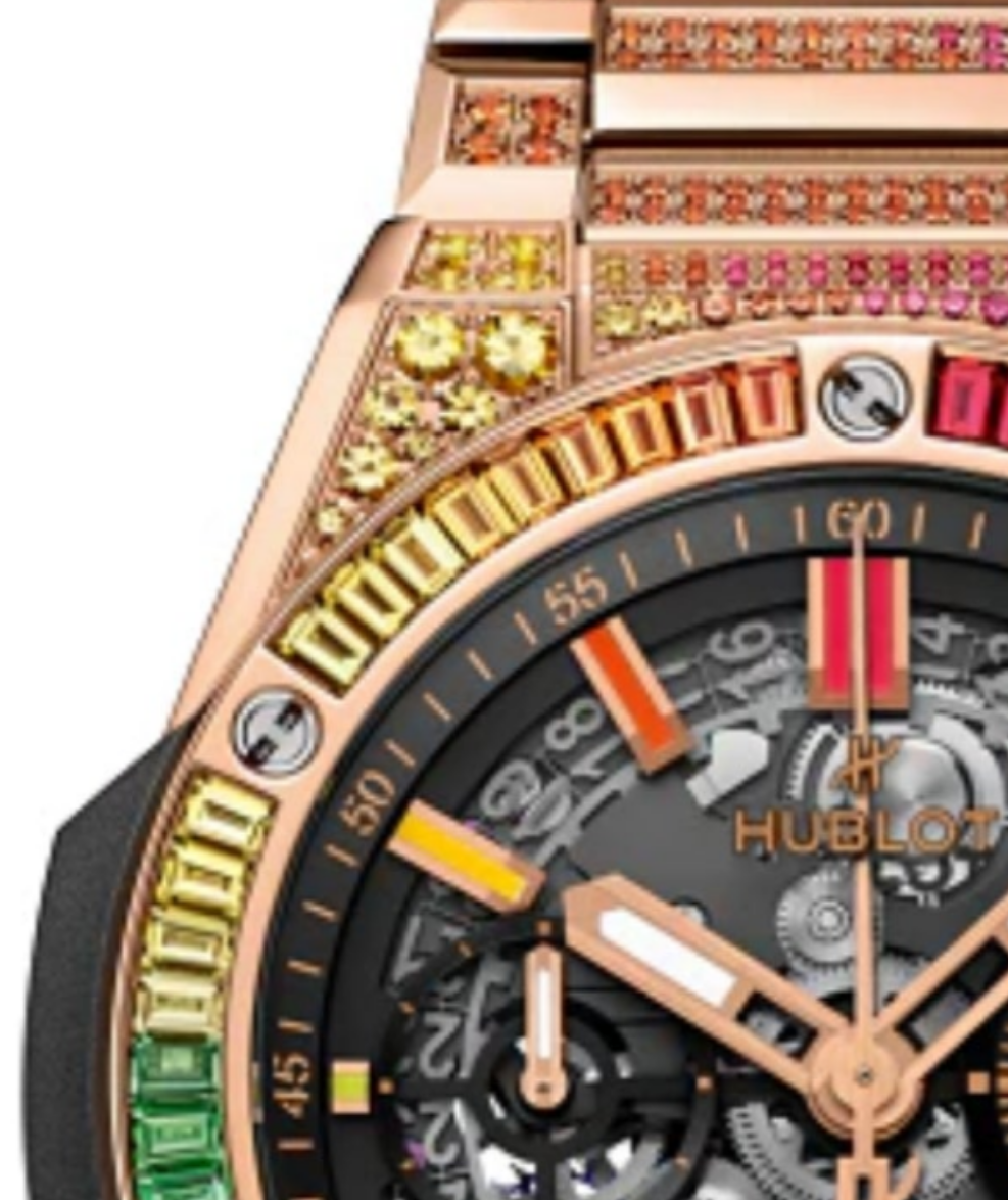 Hublot Big Bang Chronograph 18K King Gold & Colored Gemstones Man's Watch, 451.OX.1180.OX.3999