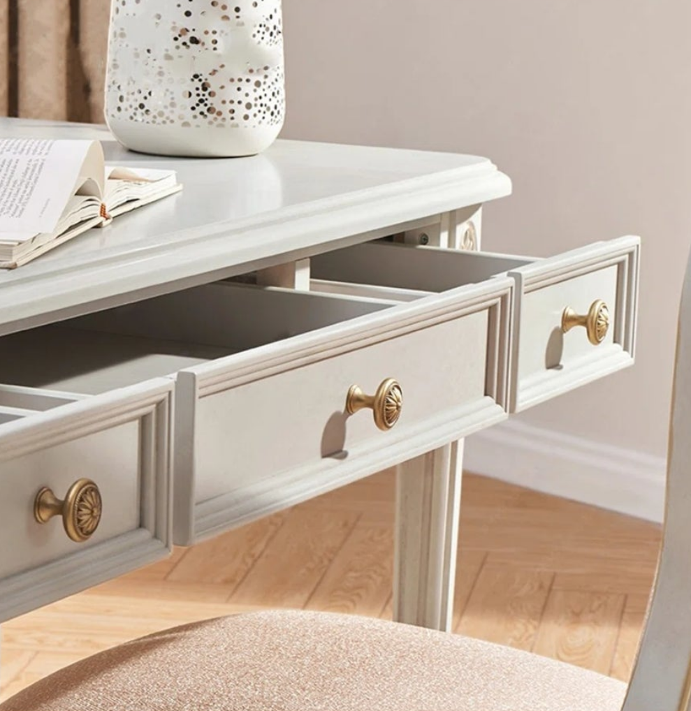 Gorgeous Pink Gold and White Chair and Desk Office Set 2 pieces