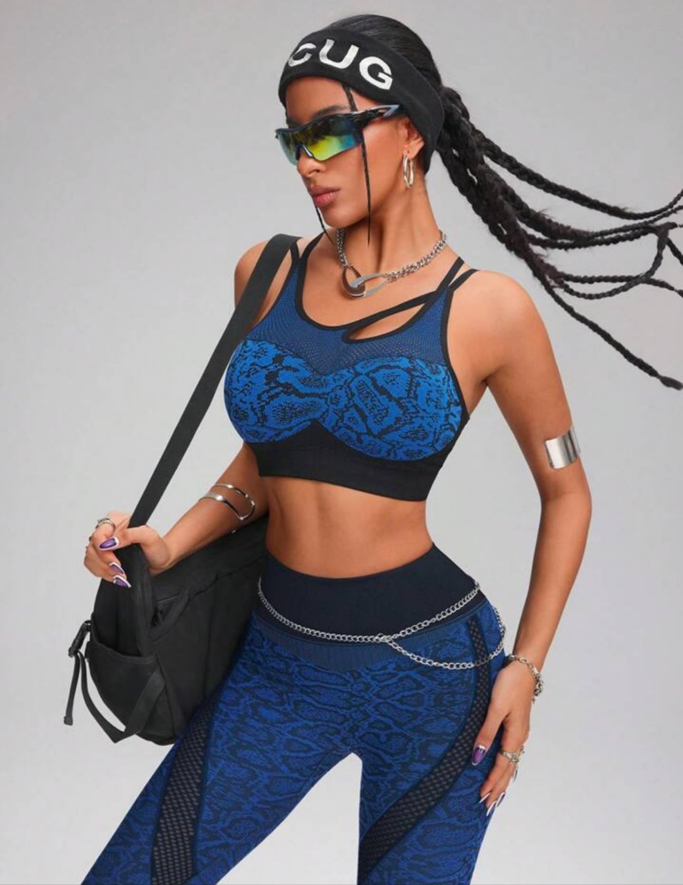Activewear Seamless 2 Pieces Sport Set, Seamless High Elastic Push Up & Support Bra & Legging,Breathable Mesh & Dry Fit Gym Top And Bottom. Snake,Leopard Dynamic Print Workout Outfit, Outdoor,Hike,Camping,Yoga,Cycle,Bike,Running,Music COCOMONEY