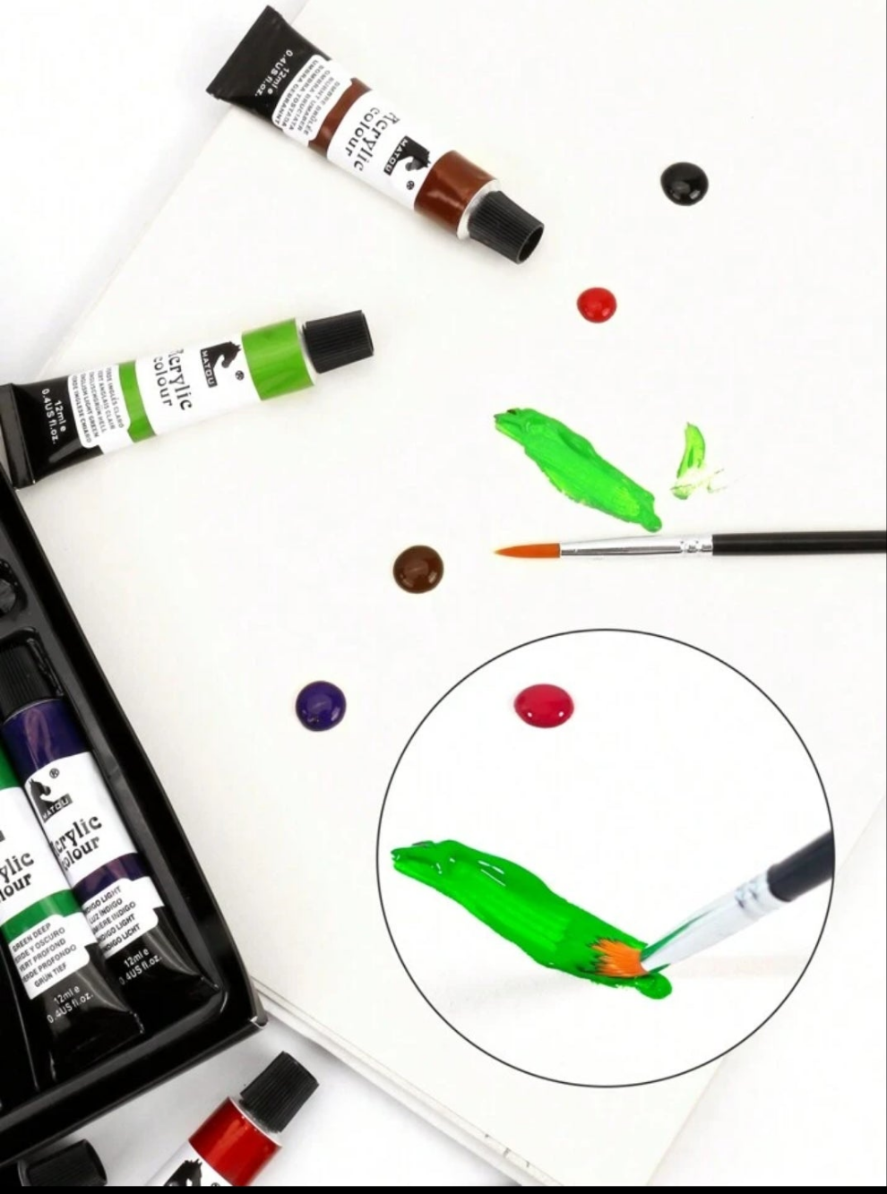 27pcs Acrylic Paint Kit, 24 Colors Aluminum Tube Acrylic Paints Set With 3 Wooden Handled Nylon Hair Brushes aluminum tube