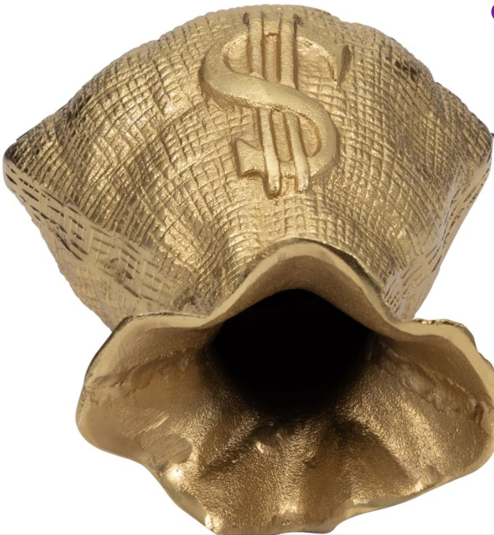 Money Bag Decor Gold Metal Aluminum you can hold stuff inside it money flowers condoms whatever