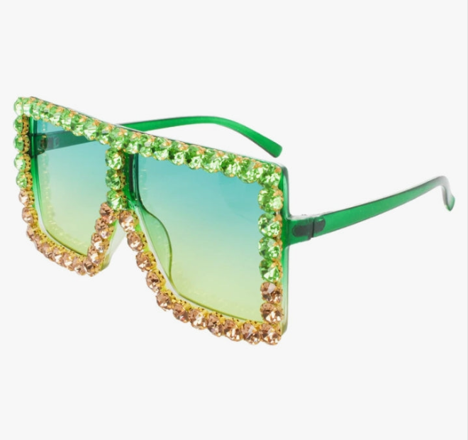 Extra Large Square Sparkly Crystal Sunglasses Bling Rhinestone Concert Glasses