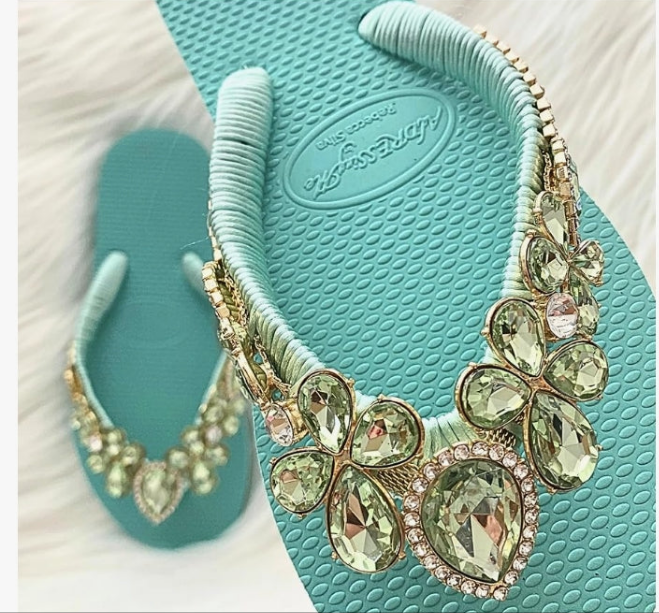 Glam Rhinestones Flip Flops For Women