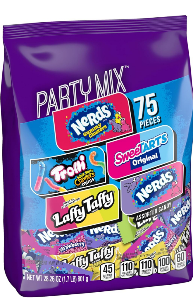 SweeTARTS Variety Party Mix, Individually Wrapped Assorted Candy, 28.6 Ounce (75 Count)
