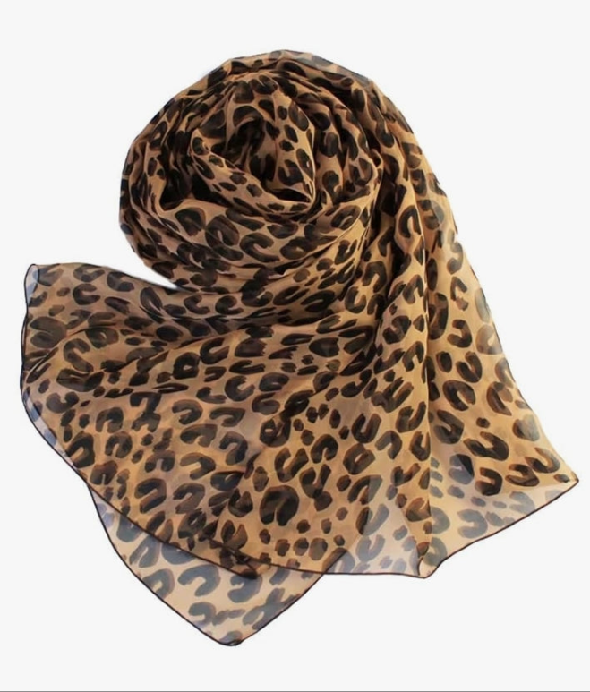 Lightweight Leopard Chiffon Scarfs for Women - Fashion Floral Print Scarves Shawl Head Wraps Bandana