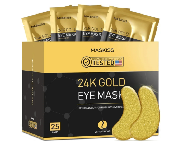 24k Gold Under Eye Patches (25 Pairs), eye mask, Collagen Skin Care Products, Eye Patches for Puffy Eyes, eye masks for dark circles and puffiness