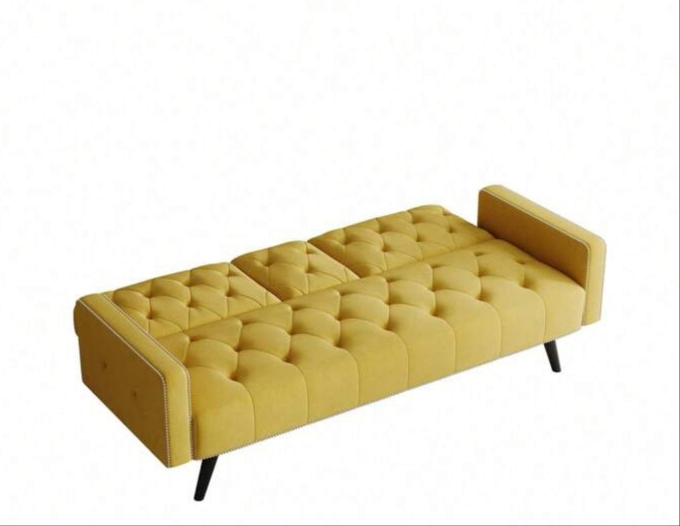 Futon Sofa With Cup Holders And Nail Head Trim,Velvet Sofa Futon Sofa Bed For Small Spaces, Living Room,Dorm,Office