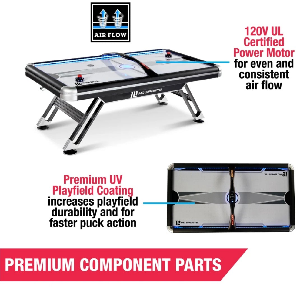 Four Player Air Hockey Table with Digital Scoreboard with Lights