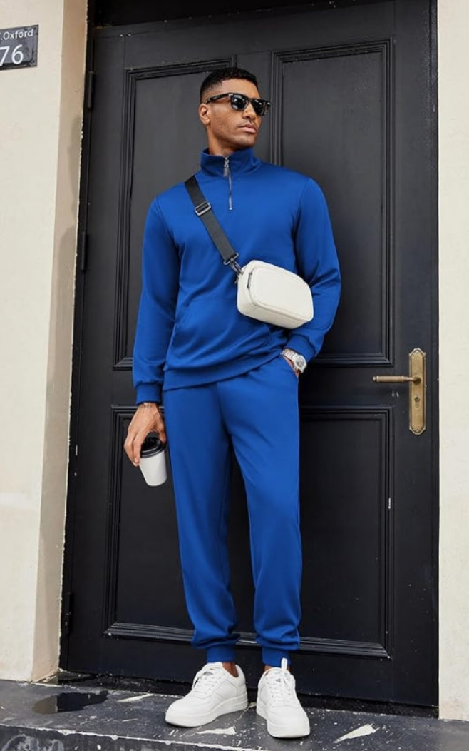 Men's Tracksuit 2 Piece Quarter Zip Sweatsuit Sets Casual Athletic Running Jogging Suits