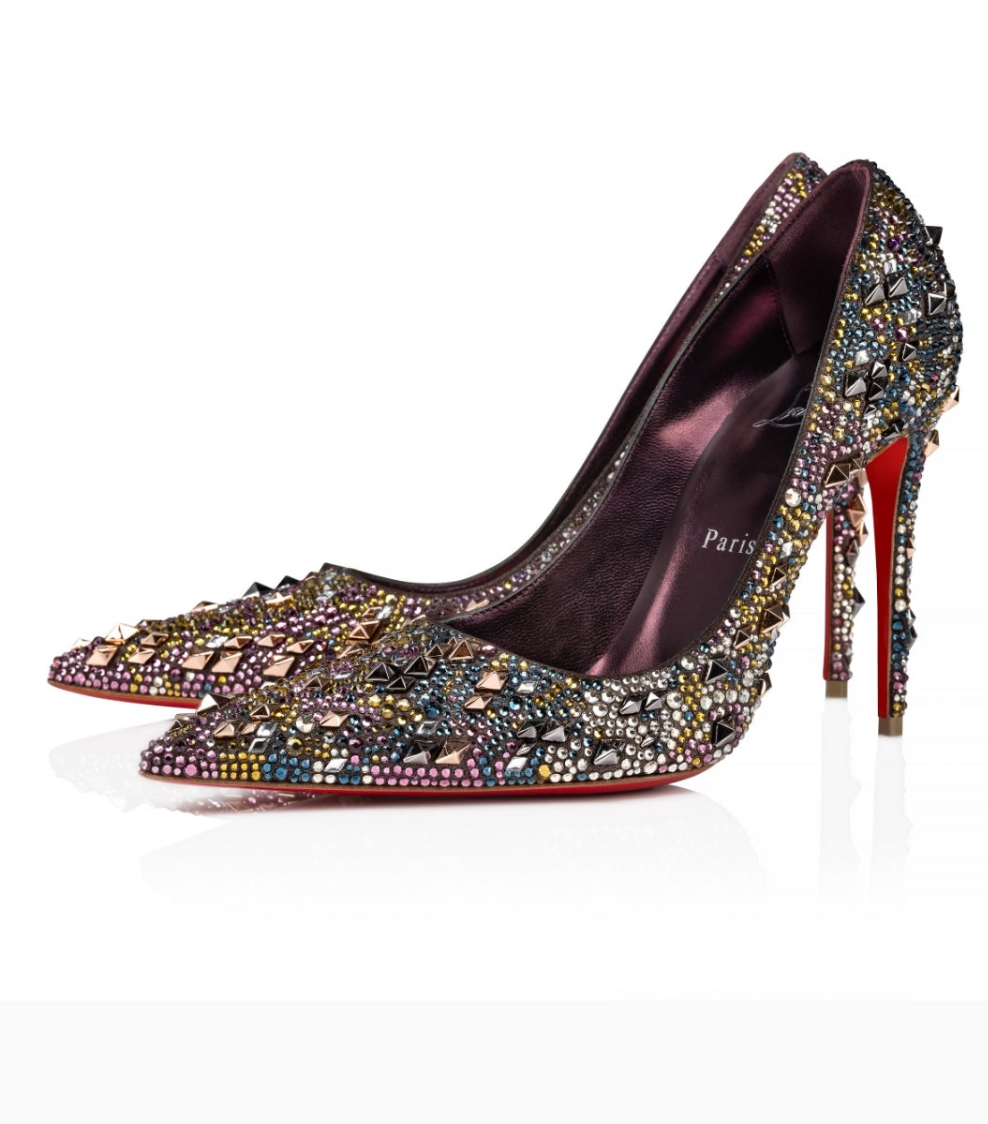 Christian Louboutin 100 mm pumps Metallic suede and Eternity strass - Anthracite - Women