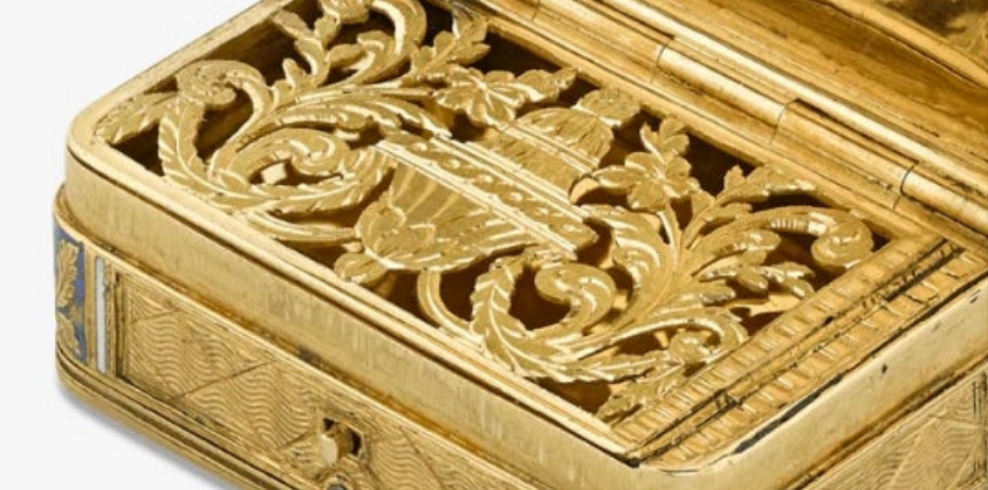 Swiss Gold and Enamel Musical Vinaigrette