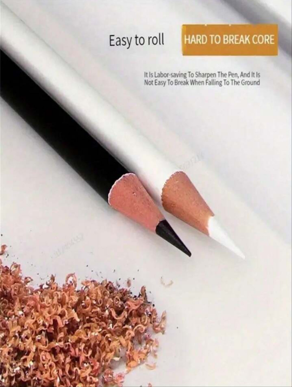 12pcs Black/White Oil-Based Colored Pencil Set, Black/White Pencils Included, Sketch Charcoal Pencils Set, Soft/Medium/Hard Drawing Pencils, Exclusive Sketching Art Supplies wood