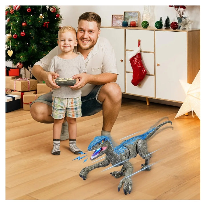 Remote Control Dinosaur for Kids,2.4G Electronic RC Toys Velociraptor with 3D Eye Shaking Head &Roaring Sounds,Indoor Toys for 5 6 7 8 Year Old Gifts