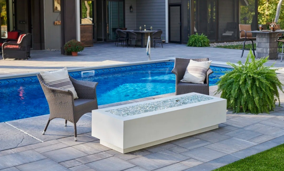 Rectangle Concrete Smokeless Fire Pit Table with Lid